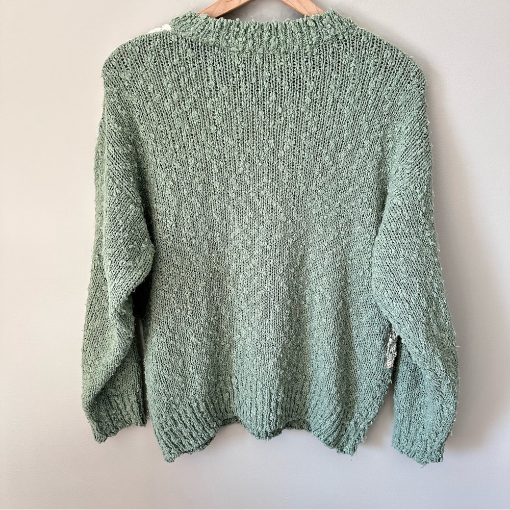 Needles & Yarn Vintage Sweater Large Green Embellished Top Cottage Granny - Picture 11 of 15